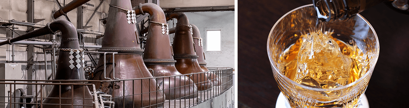 モルトウイスキーを蒸溜する単式蒸溜器の写真