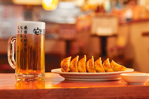 生ビールと屋台餃子