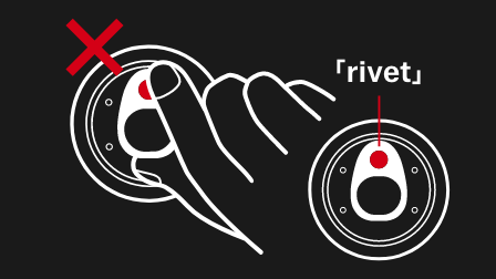 Keep fingers away from red point when opening
