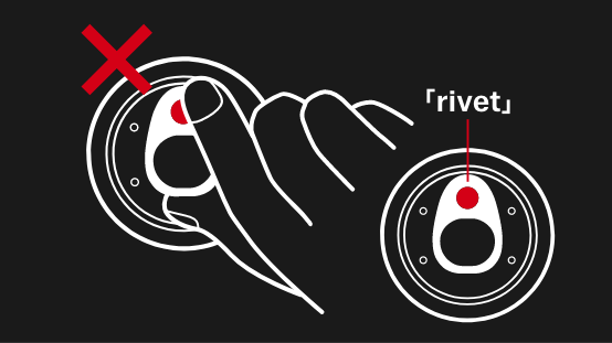 Keep fingers away from red point when opening
